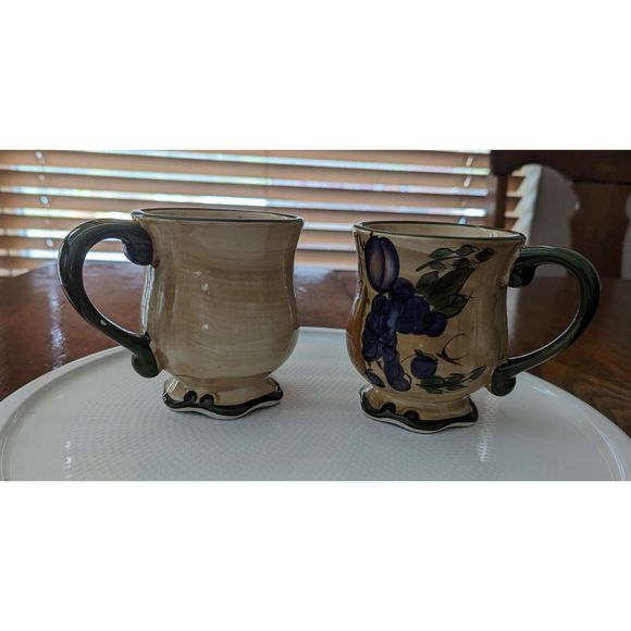 Vtg Home Trends Granada Tuscan Fruit 4" coffee mugs 2 each - Picture 2 of 12